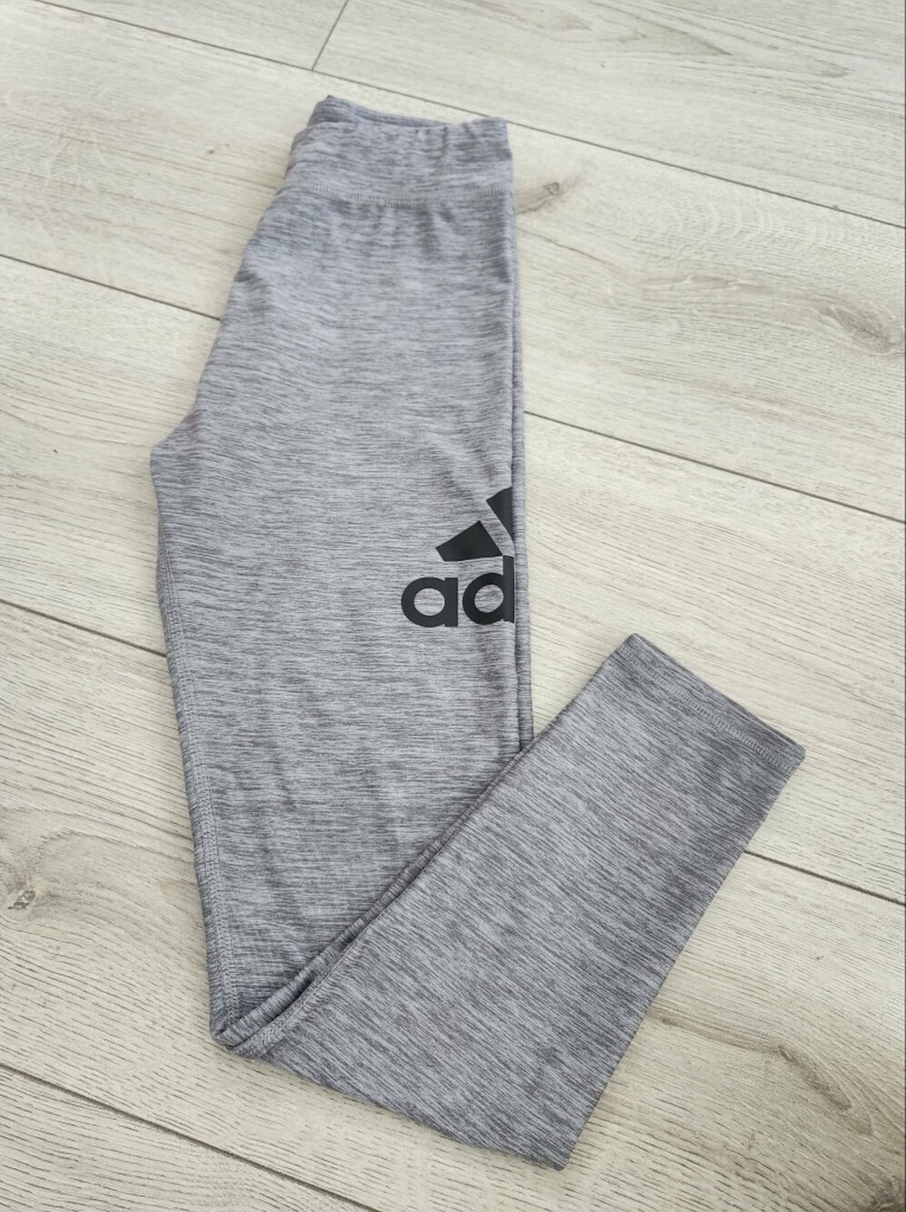 Adidas Girls Heather Grey Logo Athletic Leggings Size M 10/12 Activewear Pants